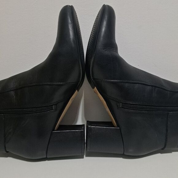 Karl Lagerfeld Paris Elegant Goth Leather Block Heel Ankle Boots Size 7.5 Black - Picture 11 of 15